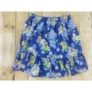 Lauren Conrad Floral Ruffle Skirt Blue Yellow‎ Pink Women's Size Medium